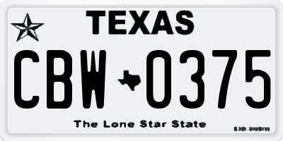 TX license plate CBW0375