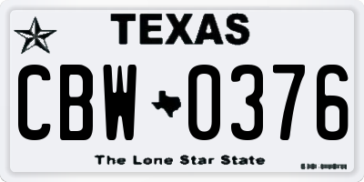 TX license plate CBW0376