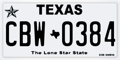 TX license plate CBW0384