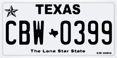 TX license plate CBW0399