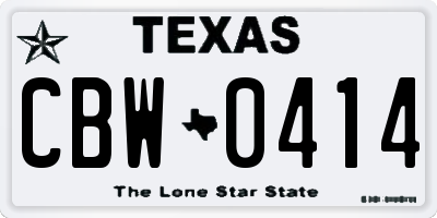 TX license plate CBW0414
