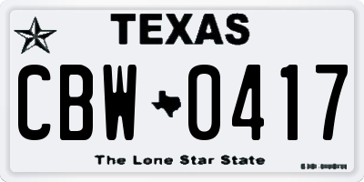 TX license plate CBW0417