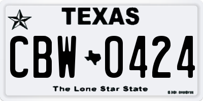TX license plate CBW0424