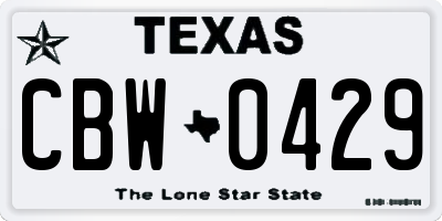 TX license plate CBW0429