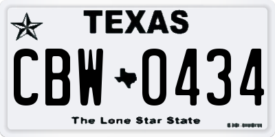 TX license plate CBW0434