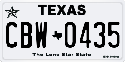 TX license plate CBW0435