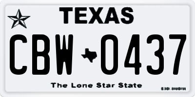 TX license plate CBW0437