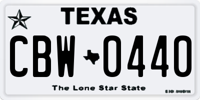 TX license plate CBW0440