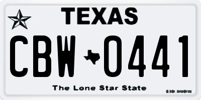 TX license plate CBW0441