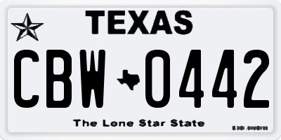 TX license plate CBW0442