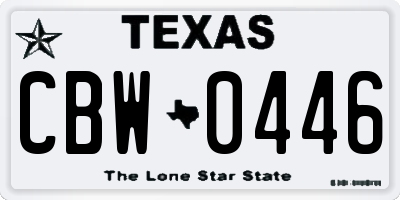 TX license plate CBW0446