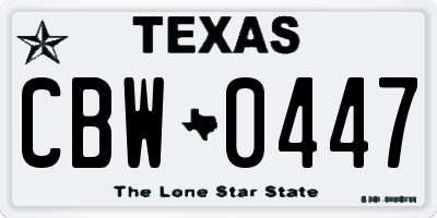 TX license plate CBW0447