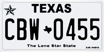 TX license plate CBW0455
