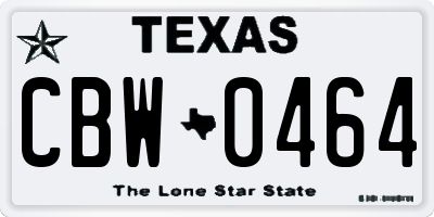 TX license plate CBW0464