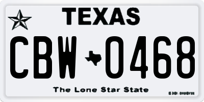 TX license plate CBW0468