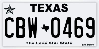 TX license plate CBW0469