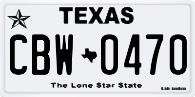 TX license plate CBW0470