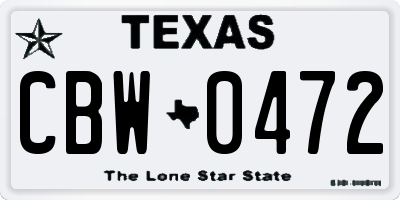 TX license plate CBW0472