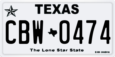 TX license plate CBW0474