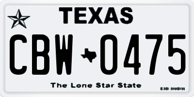 TX license plate CBW0475