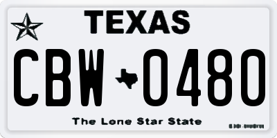 TX license plate CBW0480