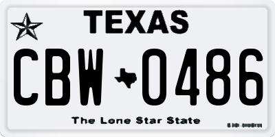 TX license plate CBW0486