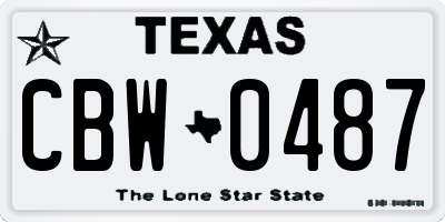 TX license plate CBW0487