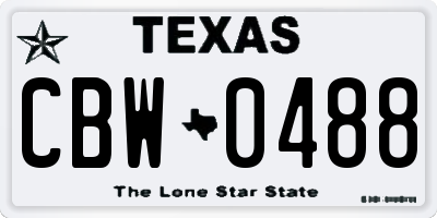 TX license plate CBW0488