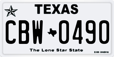 TX license plate CBW0490