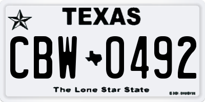 TX license plate CBW0492
