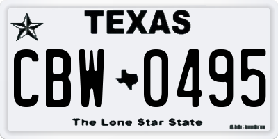 TX license plate CBW0495