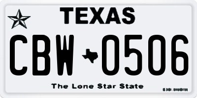 TX license plate CBW0506