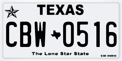 TX license plate CBW0516