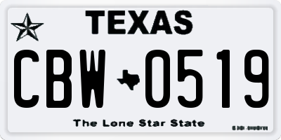 TX license plate CBW0519