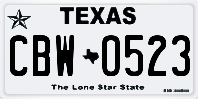 TX license plate CBW0523