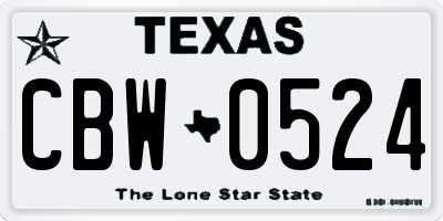 TX license plate CBW0524