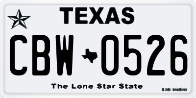 TX license plate CBW0526