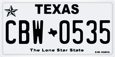 TX license plate CBW0535