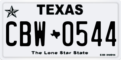 TX license plate CBW0544