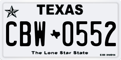 TX license plate CBW0552