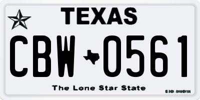 TX license plate CBW0561