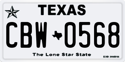 TX license plate CBW0568