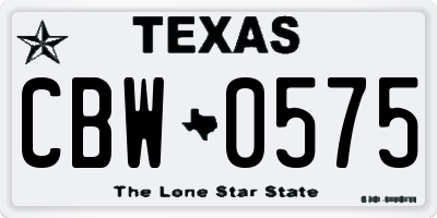 TX license plate CBW0575