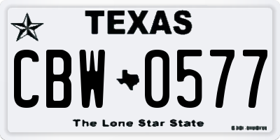 TX license plate CBW0577