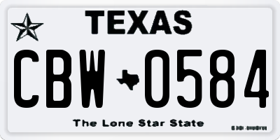 TX license plate CBW0584