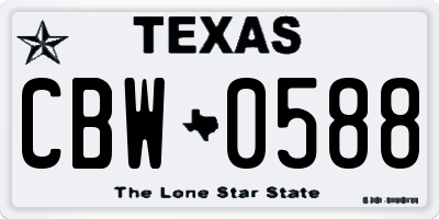 TX license plate CBW0588