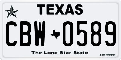 TX license plate CBW0589