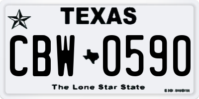 TX license plate CBW0590