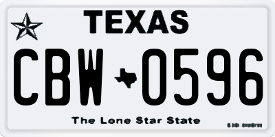 TX license plate CBW0596