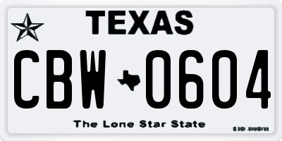 TX license plate CBW0604